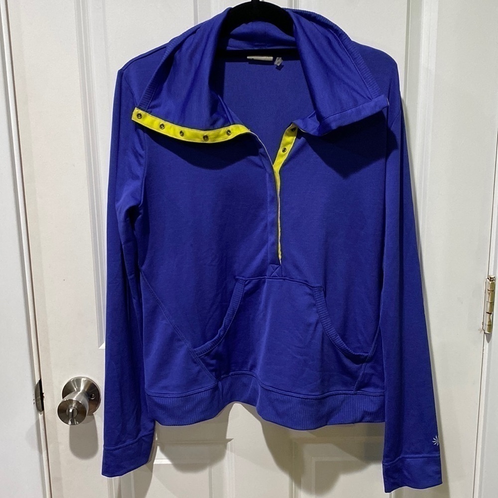 Athleta Funnel Neck Henley Style Pullover EUC